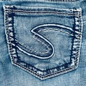 Silver Jeans Co. Womens 28 X 31  Blue Tuesday Slim Straight Low  Rise Stretch